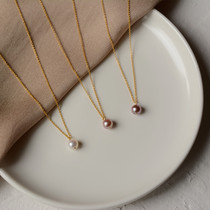 Beautiful pearl necklace strong light single pendant fresh water pearl choker imported 14K gold necklace female gift