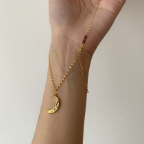 Artistic chain can be split whole body sterling silver fashion trend temperament wrinkled moon necklace