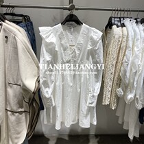 URUC2021 spring dress women's long spring new loose V-neck white skirt WH04S7AN2005