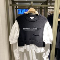 UR BMHMZA Spring Summer New Women's Shirt Fake Two-Piece Bubble Sleeve Sweater Women's WH06R9BF2000