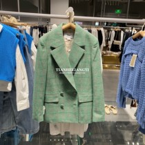 NUT CXKE UR vintage green plaid double-breasted blazer womens spring new WH03S1CN2001