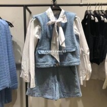 UR BMHMZA spring new small fragrance stitching fake two denim shirt blouse WG08SBMN2002