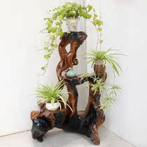 Log root carving frame Natural integral tree root balcony bonsai frame Solid wood natural flower frame camphor wood living room Y502