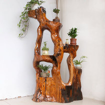 Root carving flower frame solid wood tree root bonsai frame natural wood root TV wood carving ground log swinging piece living room H2301