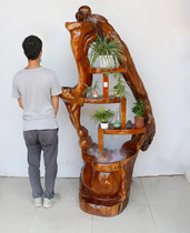 Root carving flower frame solid wood tree root bonsai frame natural wood root fragrant camphor wood living room root art flowing water flowerpot rack HS2252