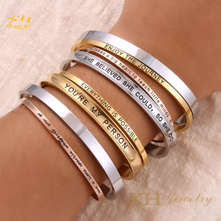 Custom Inspirational Bracelets For Women Mom Personalized Gift For Her Engraved Mantra Cuff Bangle Crown Birthday Jewelry - Buy Bracelets For Women Custom Inspirational Bracelets For Women Mom Personalized Gift For Her Engraved Mantra Cuff Bangle Crown Birthday Jewelry - Buy Bracelets For Women