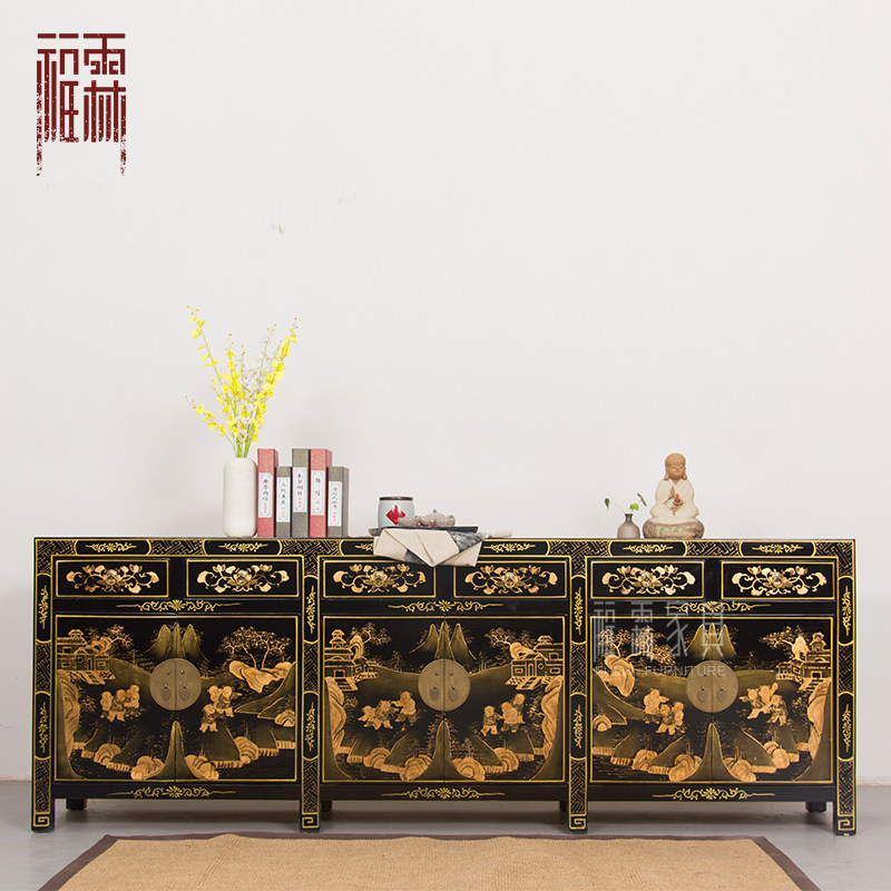 New Chinese antique furniture solid wood dining side cabinet made of old retro dining cabinet decoration cabinet Ming and Qing Classical Lockers