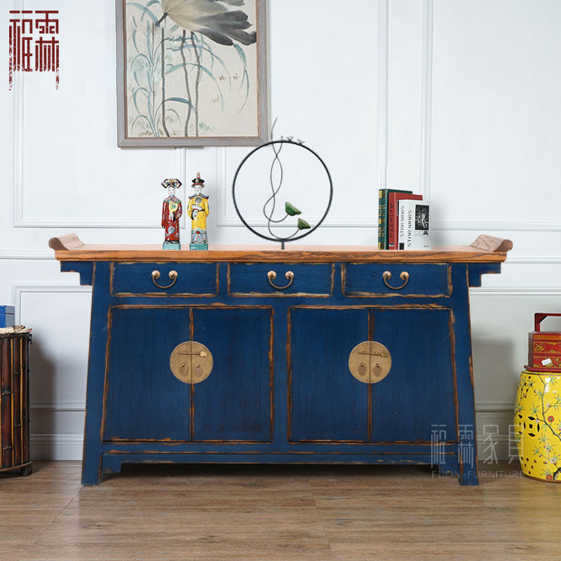 New Chinese Antique Warped Head Side Cabinet Dining Side TV Cabinet Entrance Cabinet Entry Cabinet Decoration Cabinet Shoe Cabinet Corridor Partition Cabinet