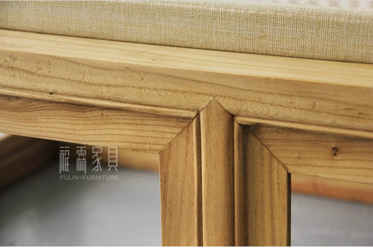 Thảm Zen mới của Trung Quốc và giường Lohan gỗ tần bì phòng khách cũ bằng gỗ cây du đi văng đôi đi văng Đồ nội thất đơn giản của Nhật Bản - Giường