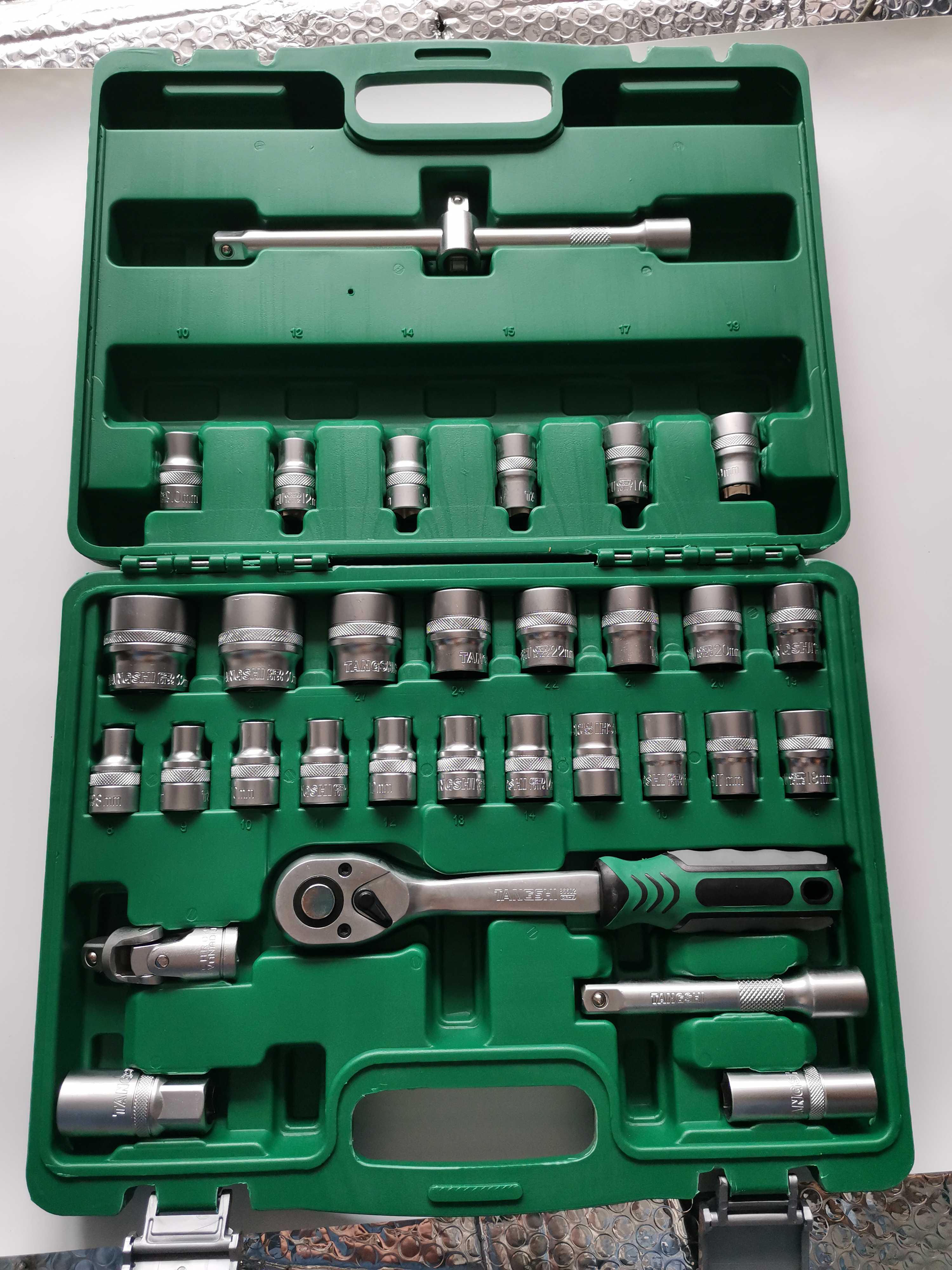 Blue belt hexagon socket head 32 pieces sleeve 8-32 big fly set ratchet wrench machine repair household set short rod long rod