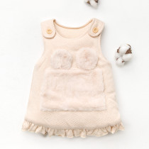 Female baby vest autumn and winter female baby cotton vest thickened warm princess skirt with velvet horse clip