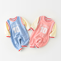  Baby clothes spring and autumn pure cotton 0 full moon spring and autumn female-male baby one-piece 3 super cute 6 foreign style months