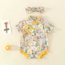  Baby girl bag fart clothes Pure cotton cheongsam summer thin clothes Baby girl triangle romper summer one-piece summer clothes