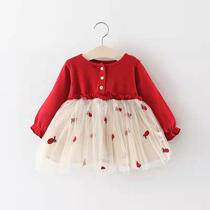  Bubble sleeve baby skirt Spring and Autumn baby princess skirt Autumn skirt One-year-old baby girl small skirt Western style dress