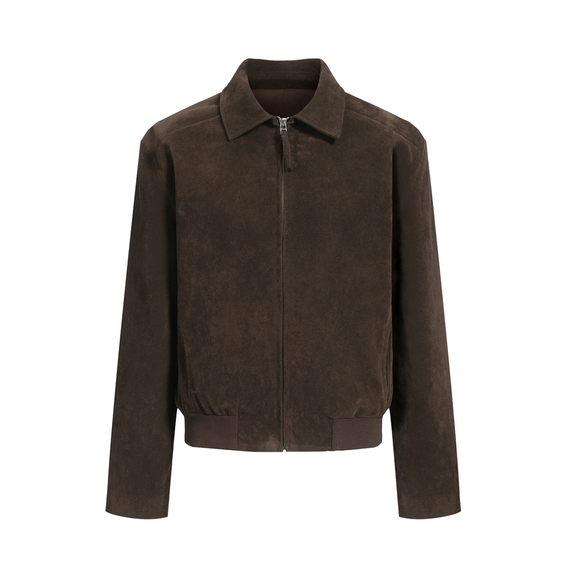 Dongjie Suede Barn Style Coffee Color Melard Jacket Men's Autumn American Retro Cleanfit Regular Shoulder Jacket