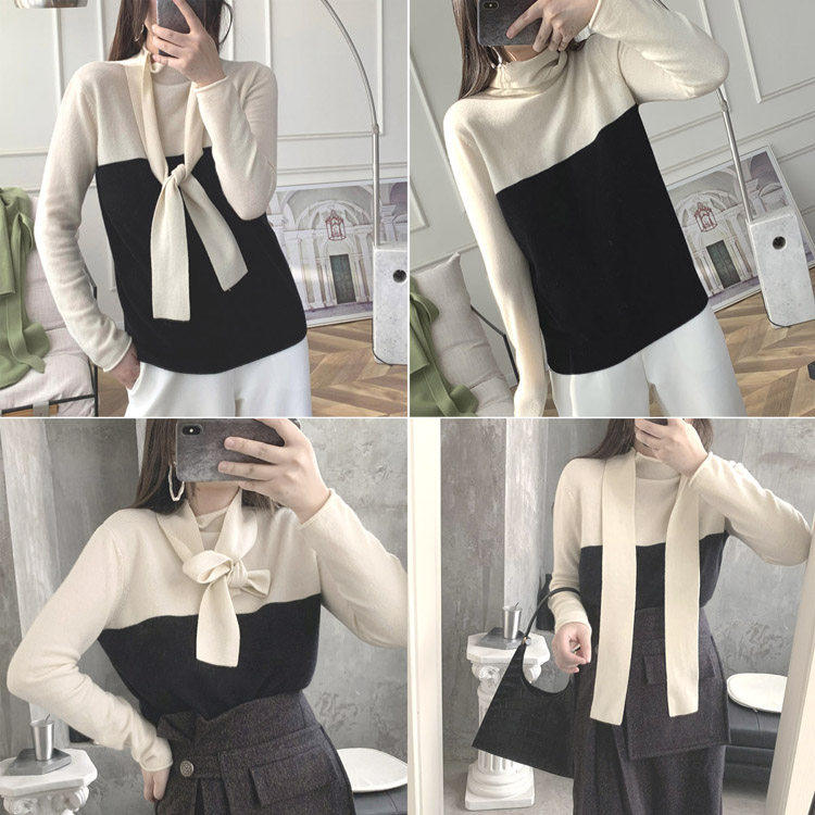 (LAMOBO EXCLUSIVE @ special) 5% cashmere 95 wool Beautiful Nordowear with a half-high collar sweater