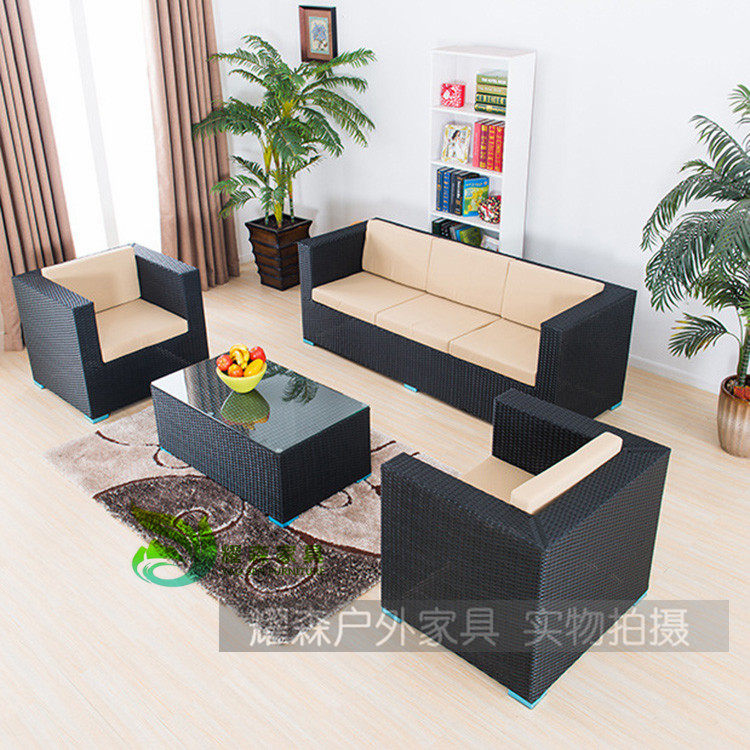 Outdoor rattan sofa waterproof sunscreen leisure balcony hotel rattan chair sofa outdoor courtyard greenhouse imitation Teng sofa
