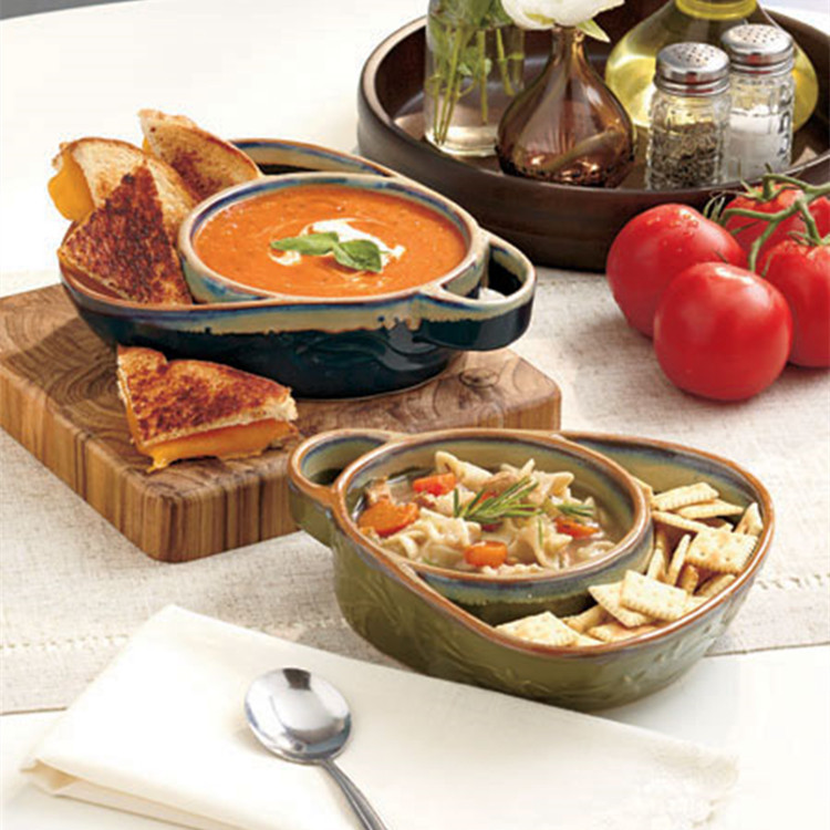 Retro Single-Handle Breakfast Divided Ceramic Baking Pan, Creative Baked Rice Snack, Fruit Salad Plate, Personalized Restaurant Tableware Retro Single-Handle Breakfast Divided Ceramic Baking Pan, Creative Baked Rice Snack, Fruit Salad Plate, Personalized Restaurant Tableware