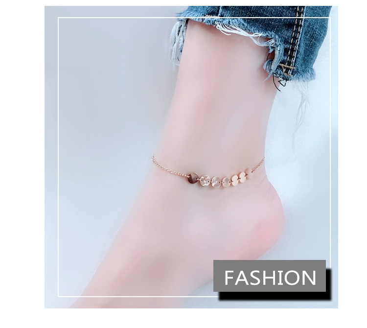 Titan thép 18K vàng hồng vòng chân màu vàng nữ thời trang hoang dã đơn giản cá tính sinh viên mạng đỏ Nhật Bản và Hàn Quốc không phai lắc chân đẹp độc
