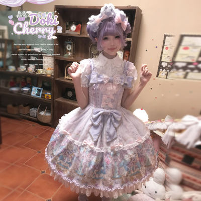 10.9: DokiCherry Original Park Carnival JSK Lolita Lolita Printed Dreamy Sweet Dress