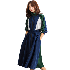 轻薄款长袖宽松百搭休闲拼接连帽风衣