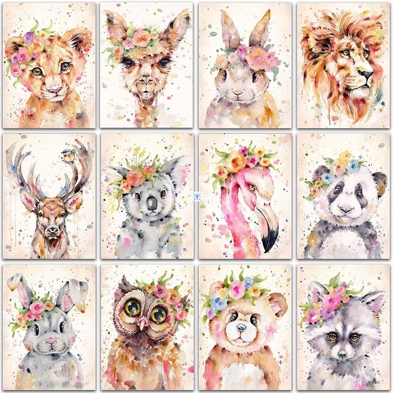 5D DIY DIAMOND PAINTING ANIMAL LION PANDA RABBIT FLAMINGO