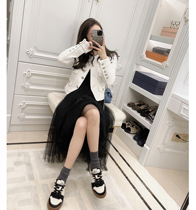 Rubbit chic 2022 spring summer new Bring your own fairy air half skirt delicate high waist mesh yarn long style half body dress