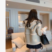 Rubber chic winter new high-end line casual temperament imported fur one-piece coat