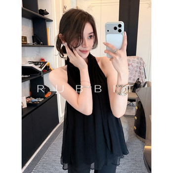 Rubbit chic ອ່ອນໂຍນຄືນ້ຳ, ເສື້ອຢືດສາຍຄໍແບບຝຣັ່ງ, ເສື້ອຢືດບ່າແຂນບໍ່ມີແຂນທີ່ເບິ່ງດີ