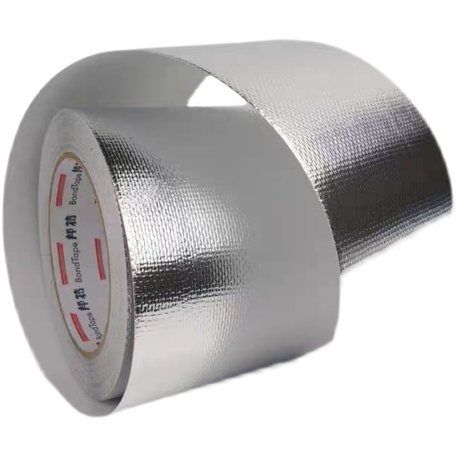 ຜ້າ Fiberglass ອາລູມິນຽມ foil tape retardant flame, ທົນທານຕໍ່ອຸນຫະພູມສູງ, ກັນນ້ໍາ, sunproof ແລະ tear-proof ອາລູມິນຽມ foil tape ເຄື່ອງປັບອາກາດລະດັບ hood seal
