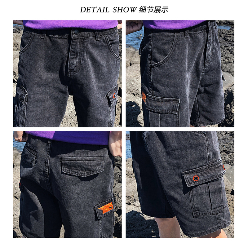 Workwear quần short nam mùa hè mới bông 100 thiết lập một đa túi năm điểm quần xu hướng Hồng Kông gió quần đẹp trai.