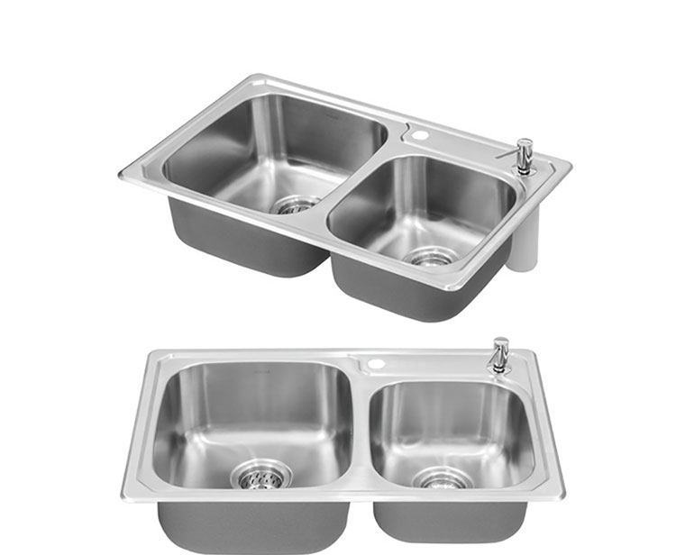 Мойка одинарная 科勒密顿大小厨盆非抗油盾304不锈钢厨房双槽洗菜盆洗碗池 KOHLER