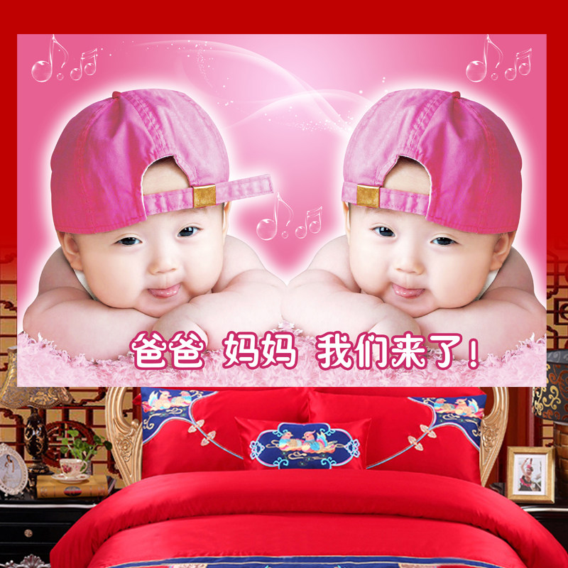 Baby portrait bb wall stickers bedroom baby poster cute boy painting beautiful female dragon and phoenix wedding room decoration painting