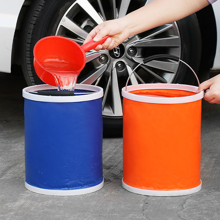 Car with stacked bucket shrink bucket car portable car wash special bucket outdoor travel fishing retractable barrel