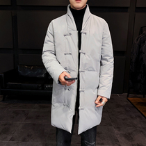 Winter mens thick Tang suit mid-length cotton coat jacket mens Chinese style winter retro Chinese warm down jacket