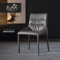 Italian minimalist creative net red leather dining chair Household modern minimalist dining room chair Nordic light luxury makeup desk chair