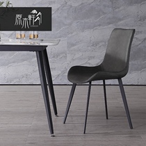 Dining chair Household modern minimalist Nordic restaurant ins net red light luxury leather chair creative chair Wrought iron backrest chair