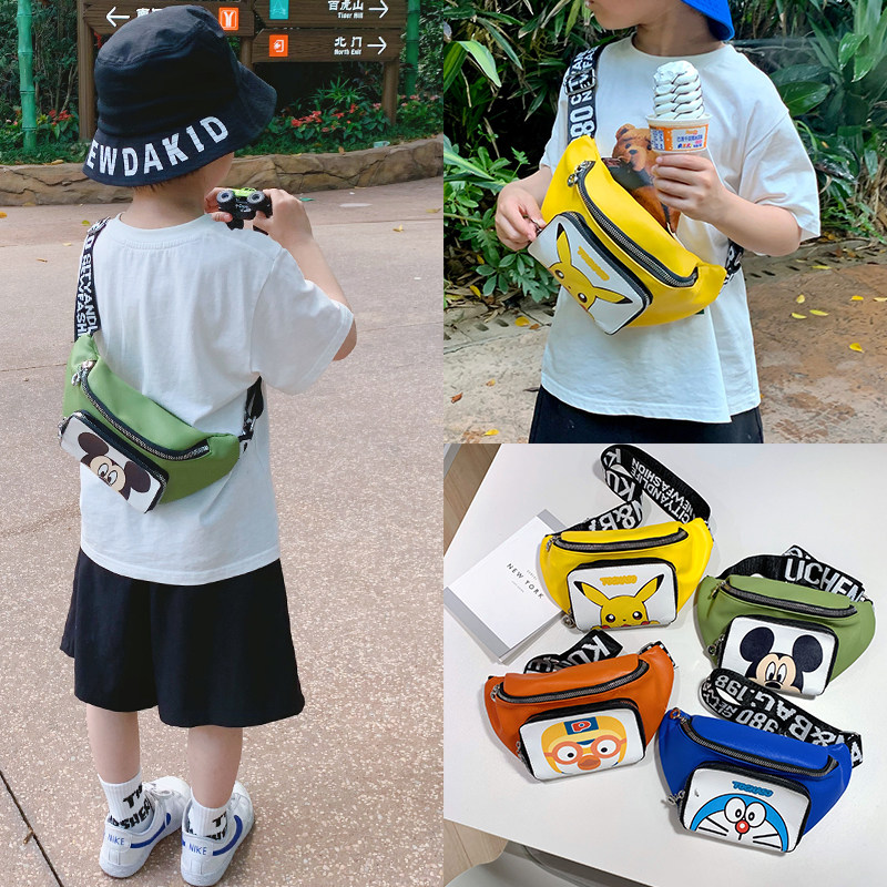 Child Packs Bag Boy Cartoon PU Cortical Satchel Boy Zero Wallet Skew Satchel Child Chest Bag Handsome
