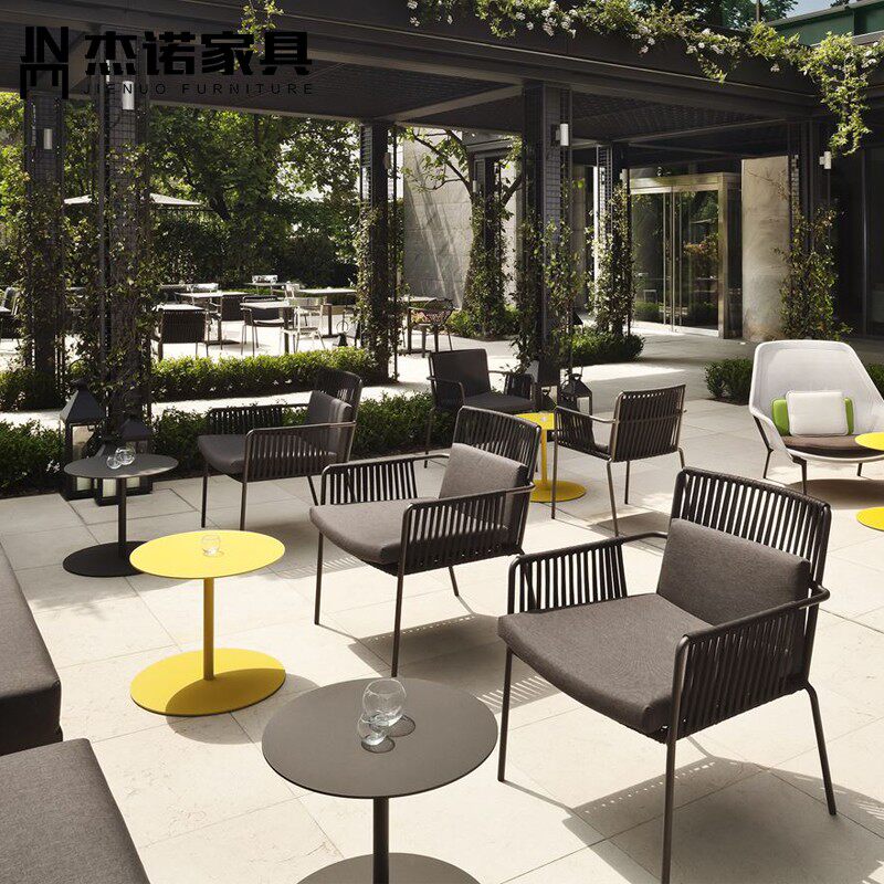 Outdoor table and chair rattan chair three-piece small coffee table combination balcony creative simple leisure chair courtyard backrest outdoor