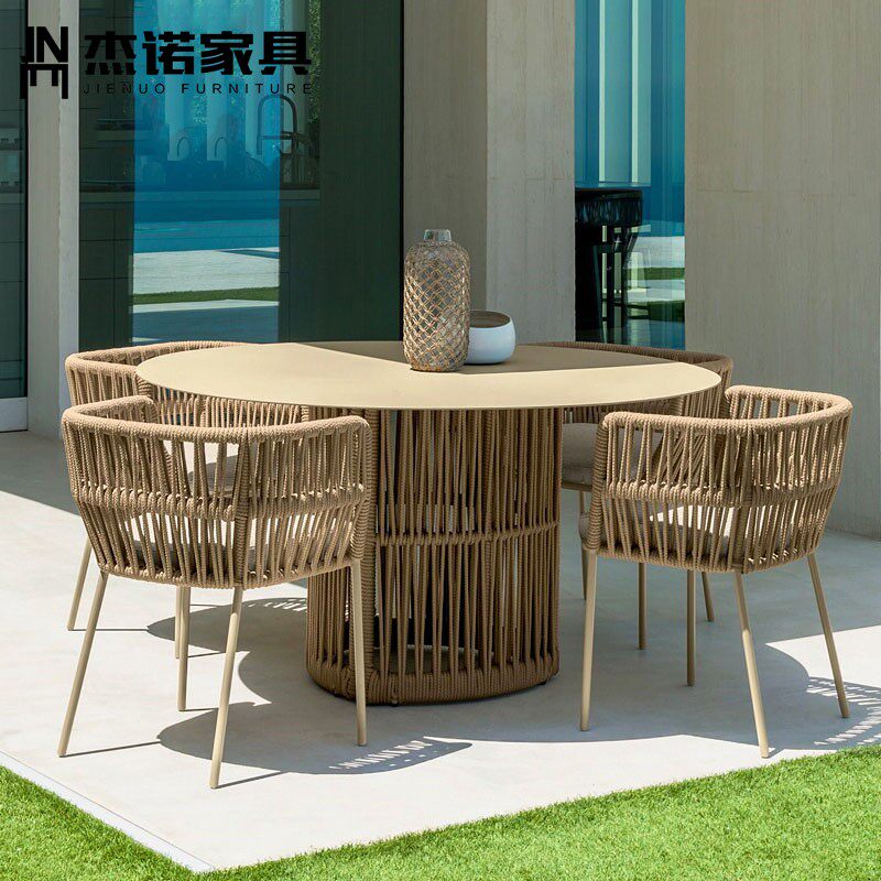Nordic outdoor rope table and chair set open-air garden balcony coffee table leisure rattan chair three-five-piece chair combination