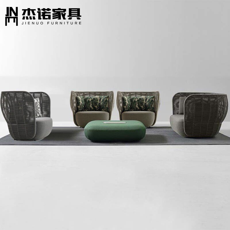 Outdoor casual vine cottage sofa garden open outdoor balcony with minimal waterproof vine chair combination