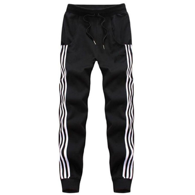 Casual sweatpants Men's trousers summer thin section sweatpants black knitted three-bar loose closed leg men's pants