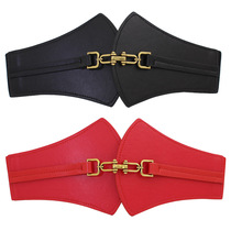 Japanese FC retro buckle belt for women elastic wide girdle decorative skirt versatile sweater elastic belt
