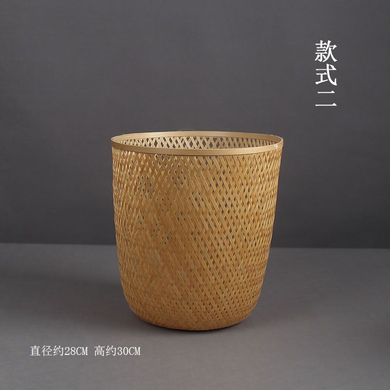 Bamboo Woven Round Trash Can, Waste Bin, Paper Basket for Home Use, Storage Basket in Various Sizes for Household Use