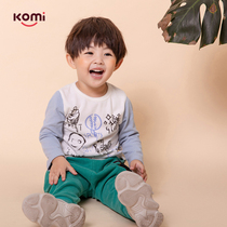 Baby T-shirt long sleeve spring and autumn clothing children cotton graffiti boy base shirt foreign style literature female baby coat tide