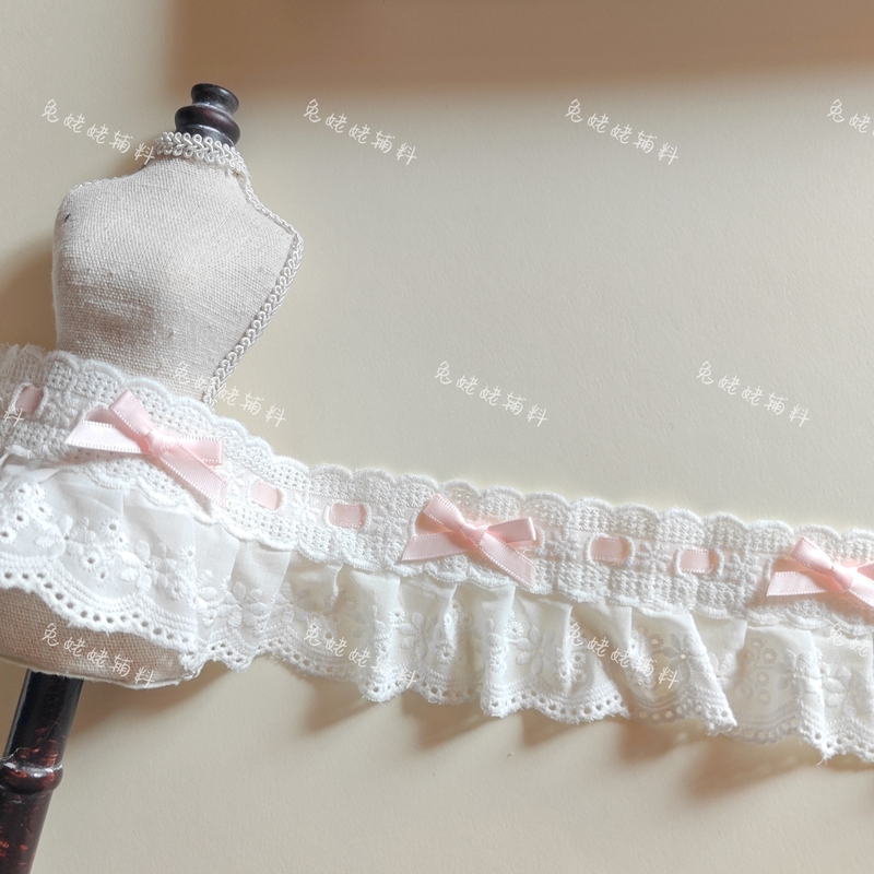 Pink Lolita Lace Trim Ribbon Lace Ruffles Handmade DIY Doll Clothes Hem Curtain Decoration Accessories