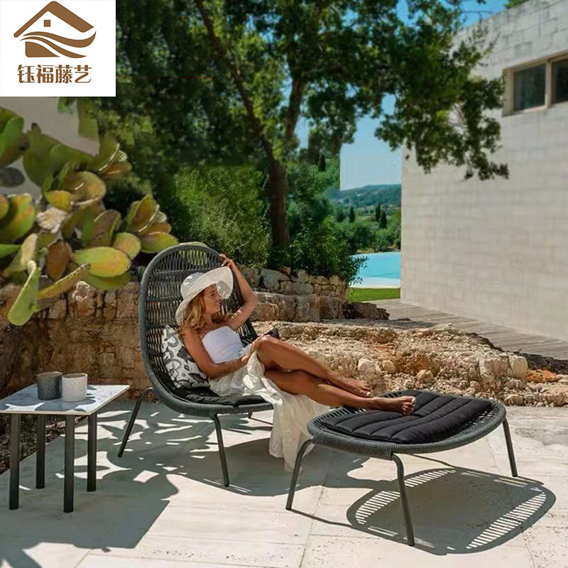 Outdoor Sofa Rattan Single Chair Outdoor Leisure Balcony Garden Sofa Sun Room Table Chair Sofa Combination Furniture