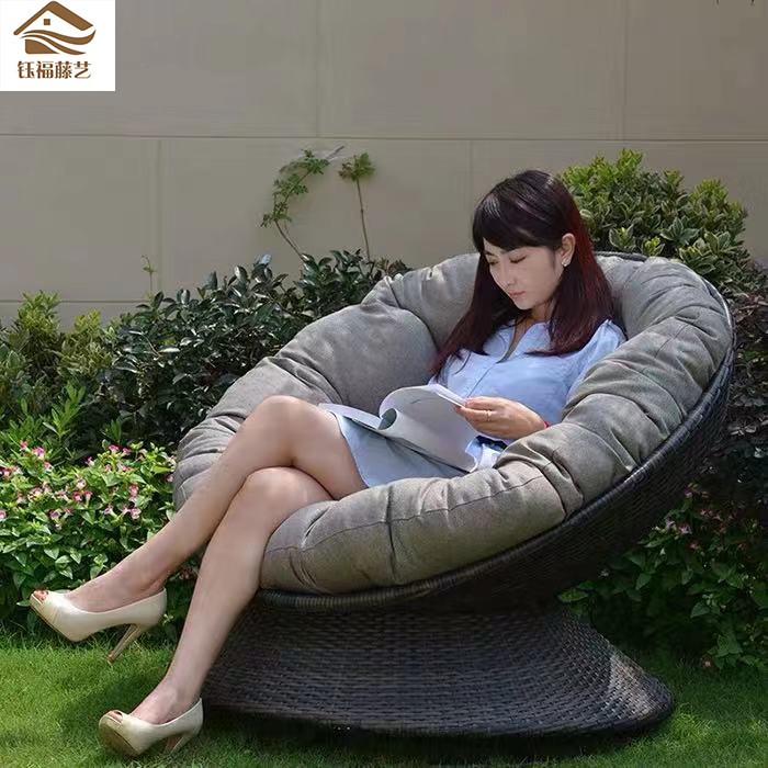 Outdoor balcony lazy sofa chair canvas round rotator chair vinechair outdoor leisure courtyard small bed furniture