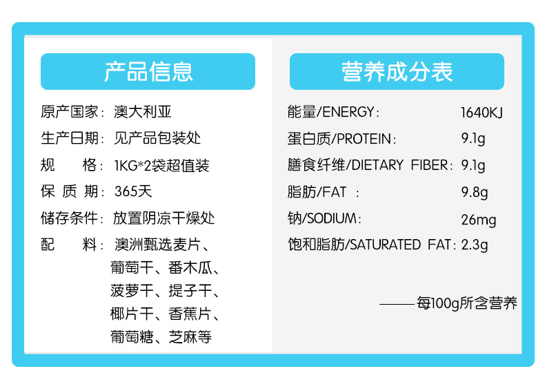 新低！2斤 澳洲Arnolds farm 无糖脱脂 水果燕麦片 29.9元包邮包税（上次推荐38元） 买手党-买手聚集的地方