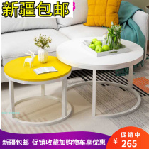 Xinjiang Round Tea Table Living Room Duplex Tempered Glass Tea Table small family Mini Balcony Tea Table Sofa Table